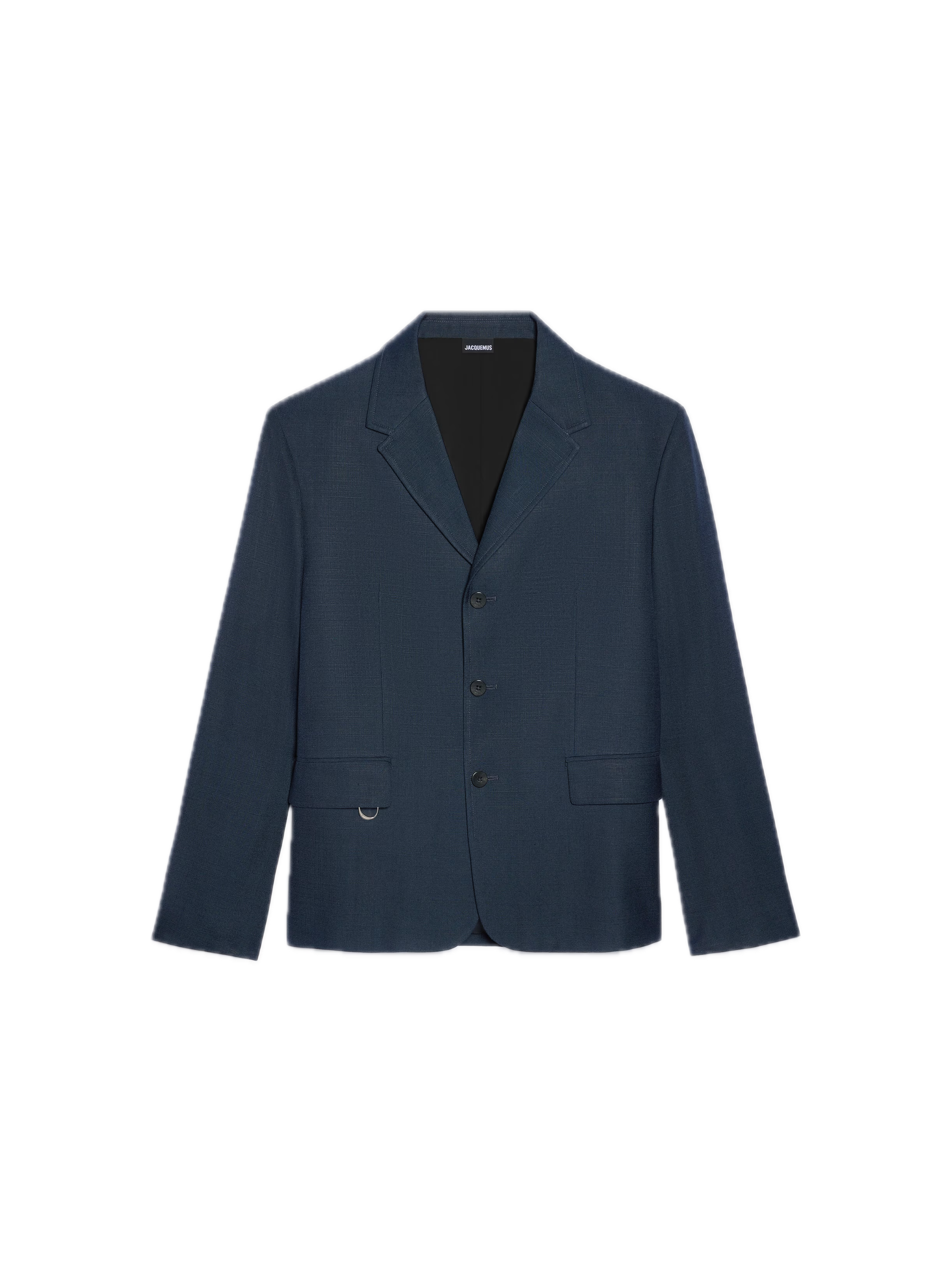 Navy blue blazer on a white background