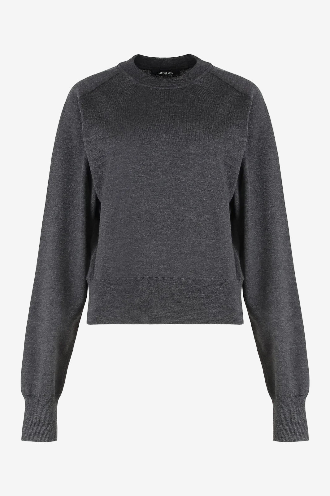 Dark gray sweatshirt with brand logo on the back against a white background