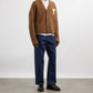 Brown cardigan with a heart and letter 'A' design on a white background ami paris