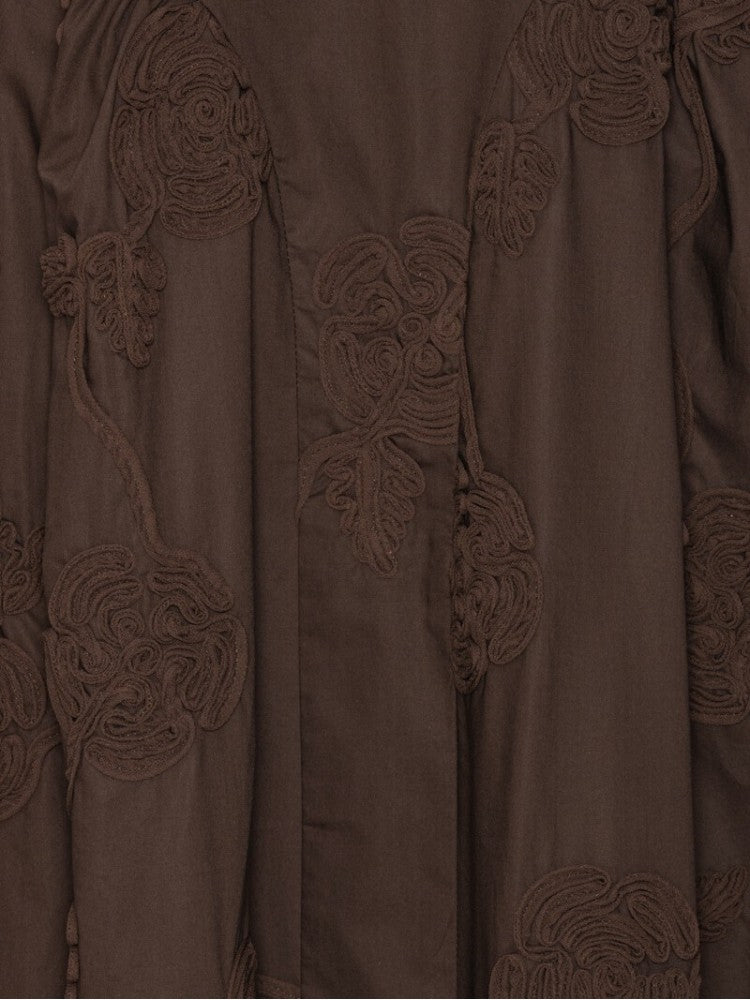 Flower Midi Dress Dark Brown