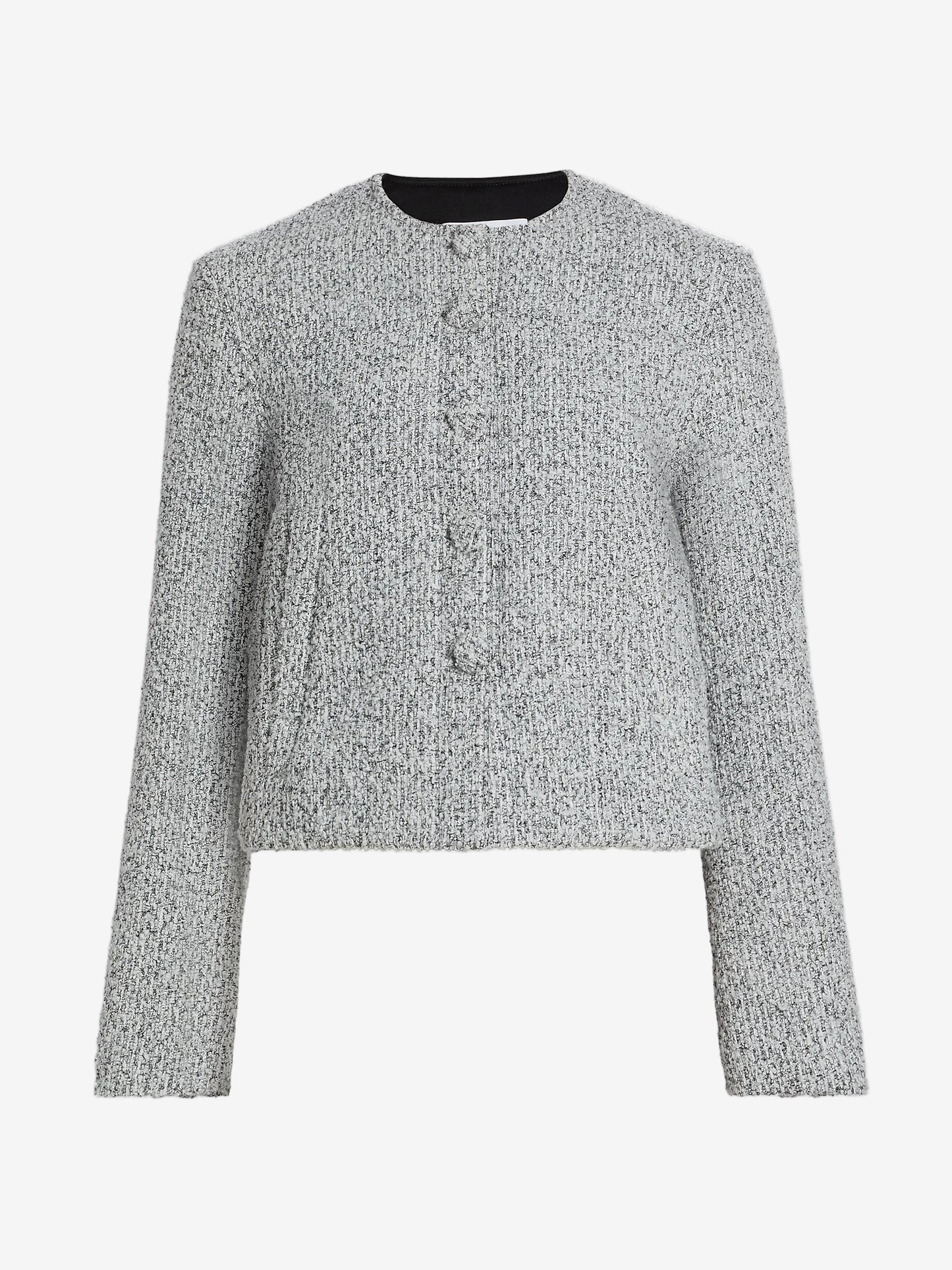 Gray textured cardigan on a white background