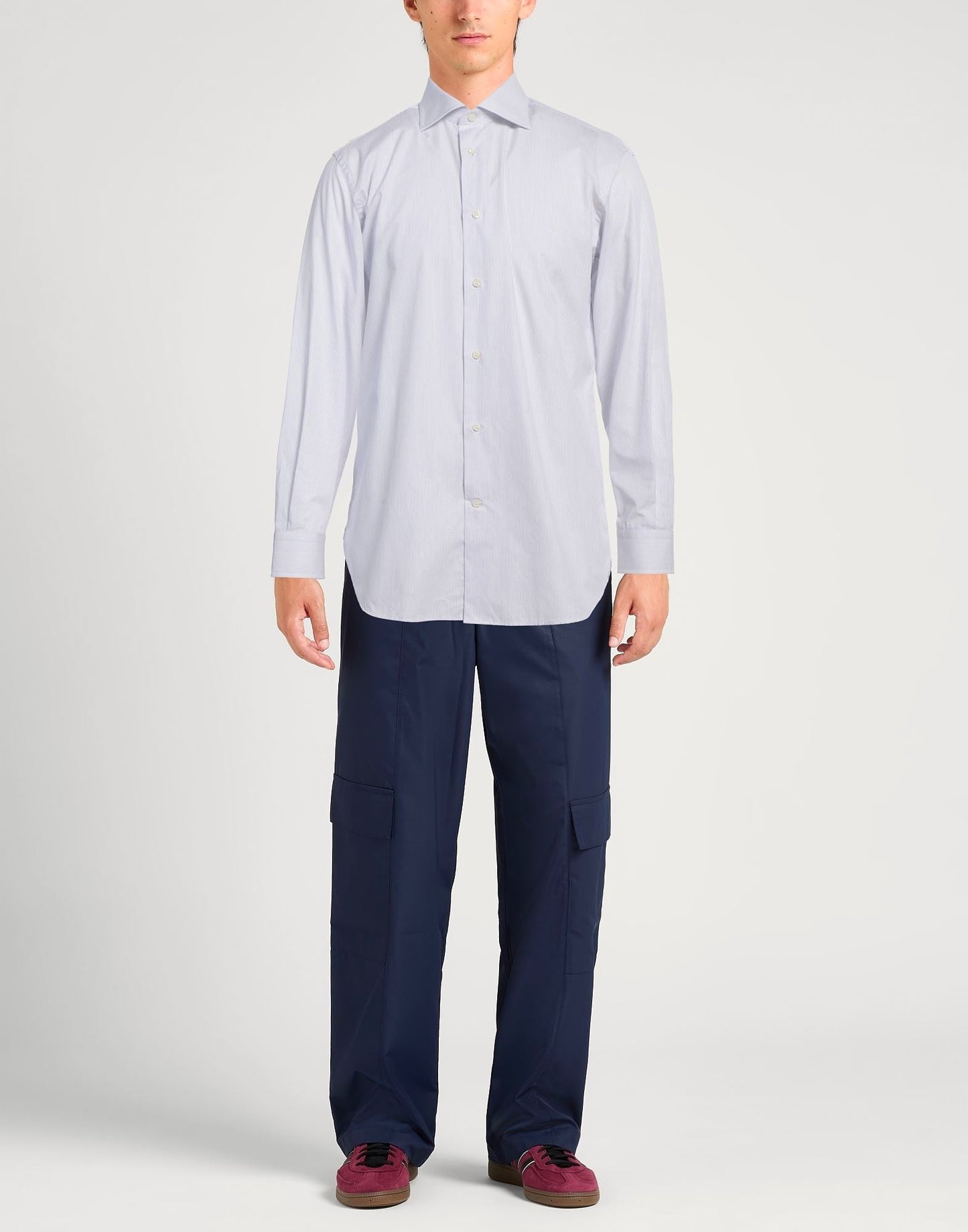 Shirt With Mouliné Stripe Effect Milano Collar