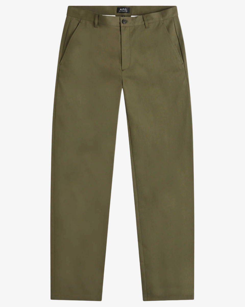 Olive green pants on a white background