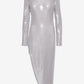 Silver sequin dress on a white background