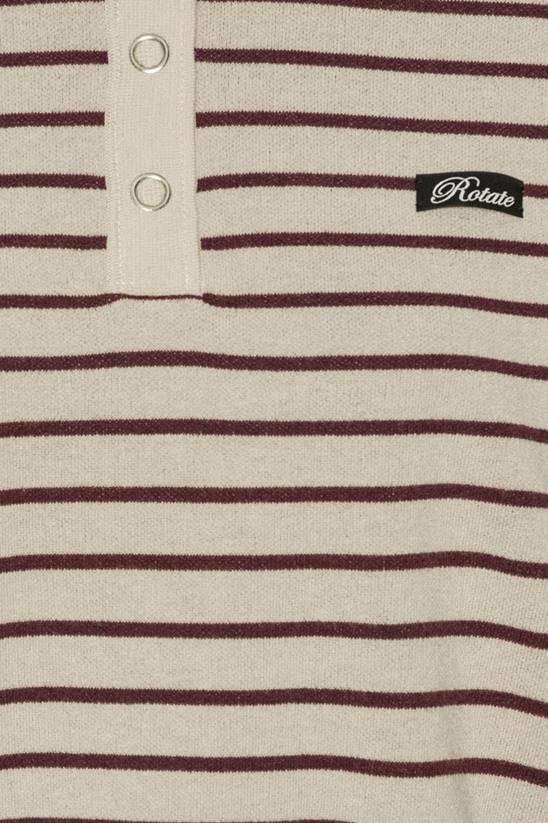 Slinky Knit Polo Striped Beige