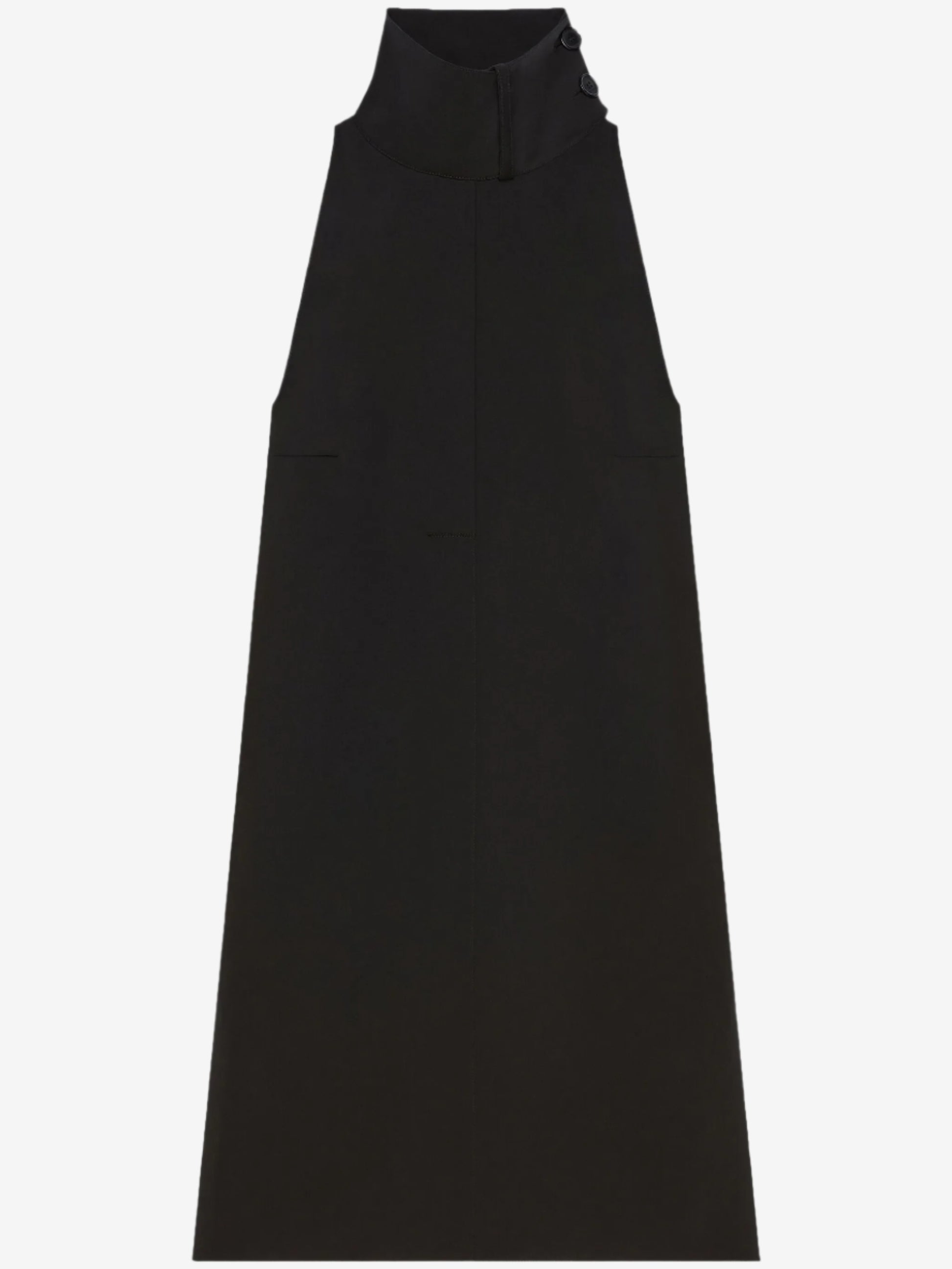 Black sleeveless dress on a white background