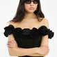 Crepe Midi Flower Dress Black