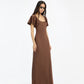 Satin Flowy Sleeve Dress Dark Brown