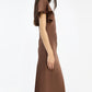 Satin Flowy Sleeve Dress Dark Brown