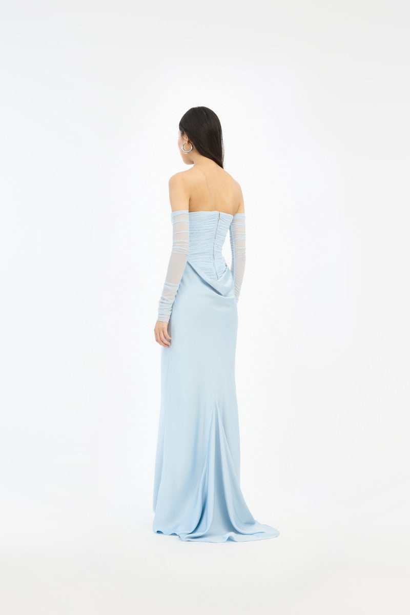 Ruched Maxi Dress Light Blue