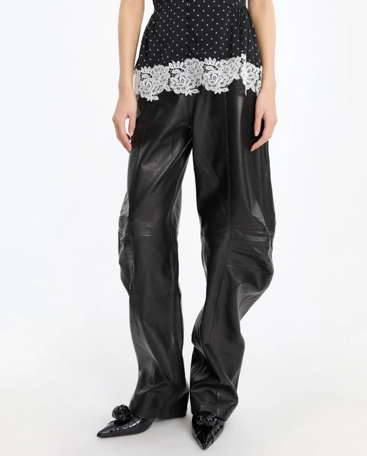 Leather Cargo Pants Black