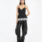 Leather Cargo Pants Black