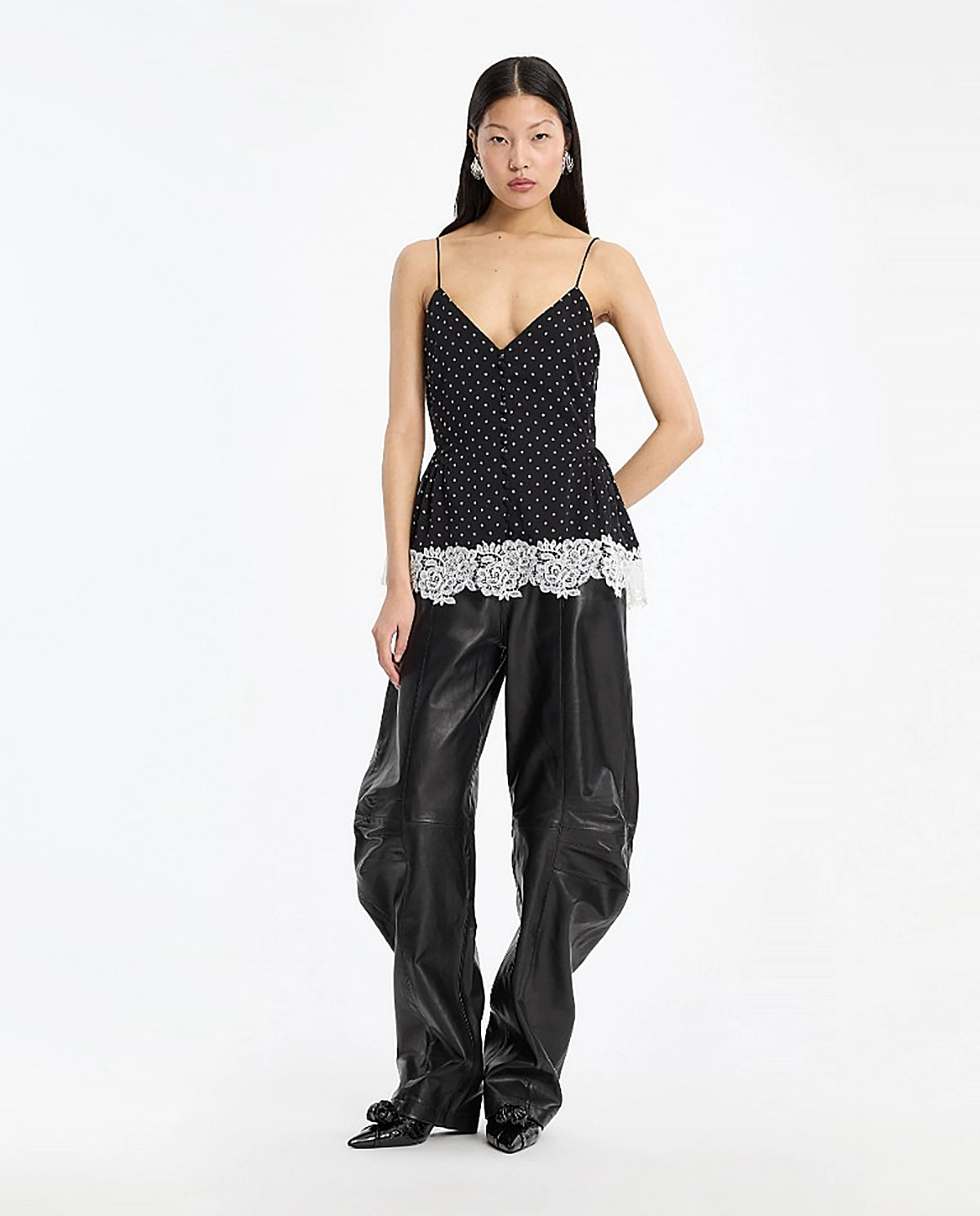Leather Cargo Pants Black