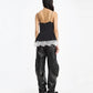 Leather Cargo Pants Black