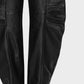 Leather Cargo Pants Black