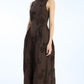Flower Midi Dress Dark Brown
