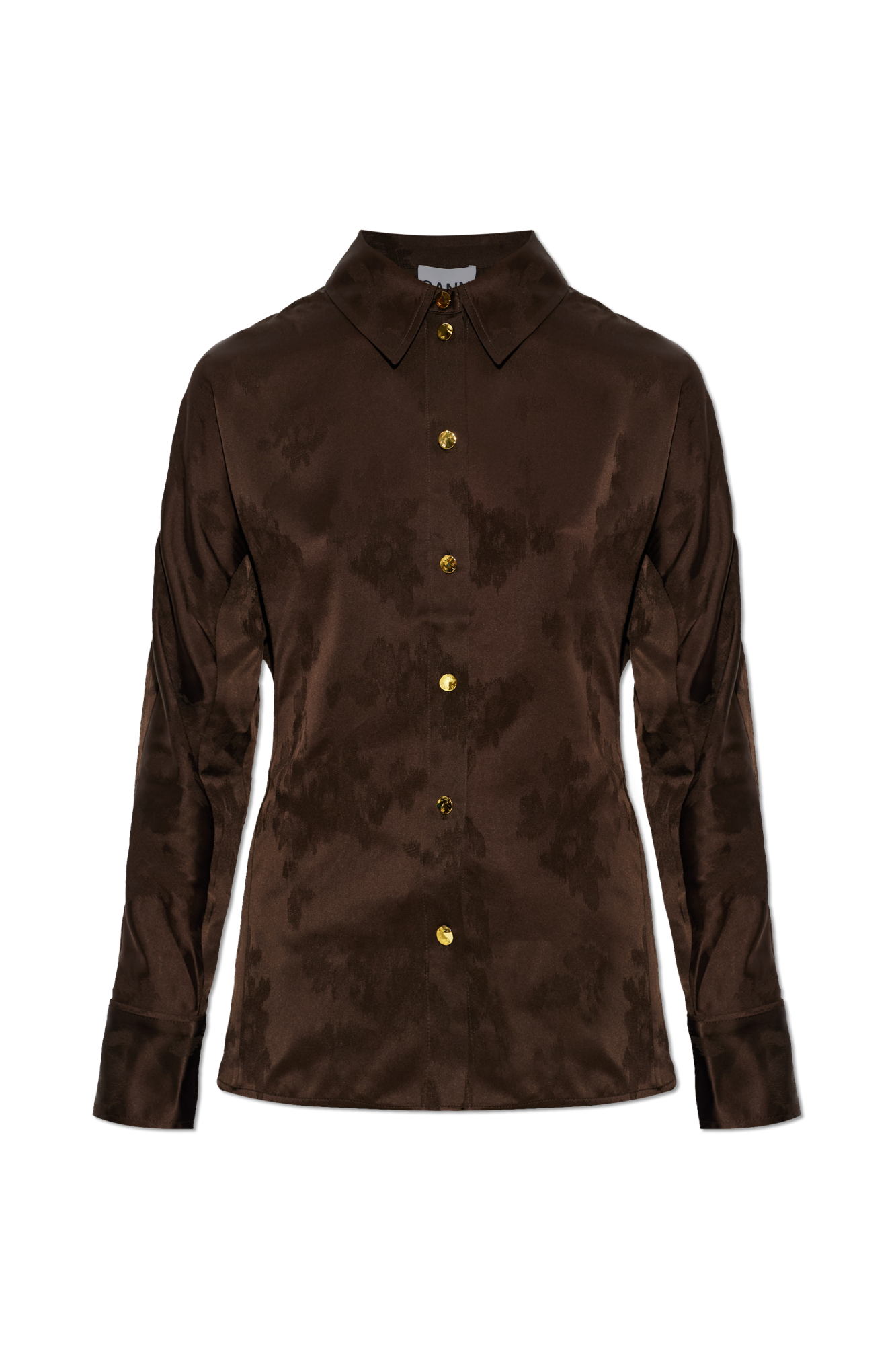 Fluid Satin Jacquard Long Sleeve Shirt