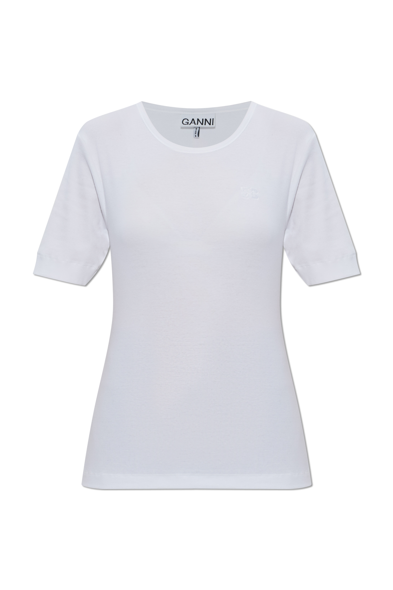 Ganni soft cotton rib T-shirt