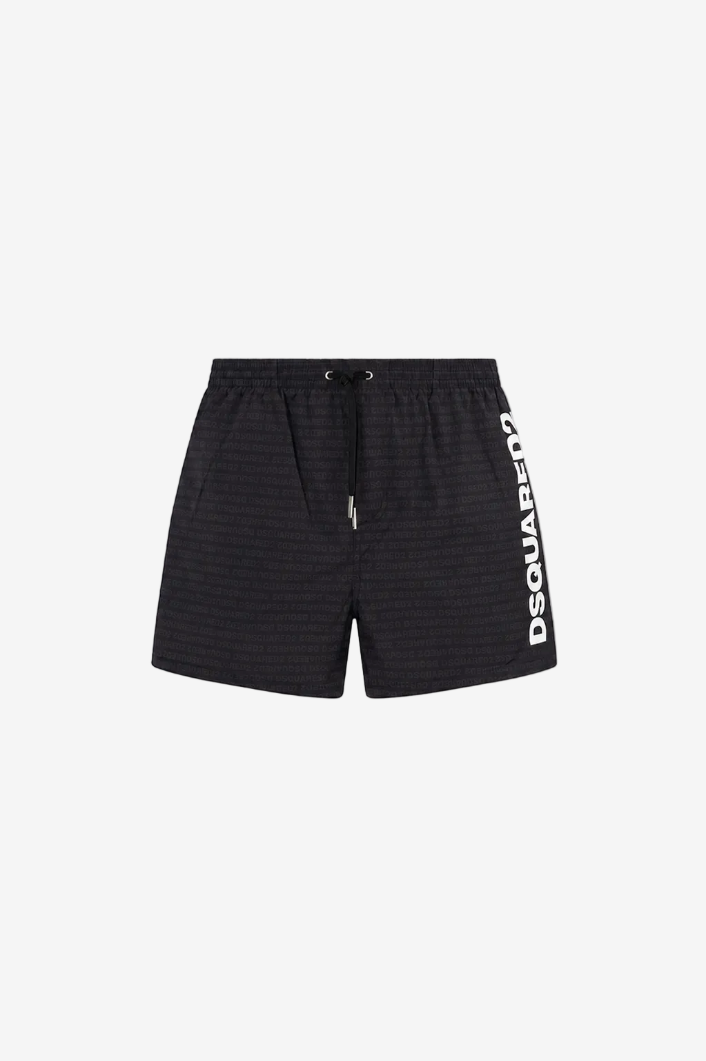 Men's Black Swim Shorts with Logo Print