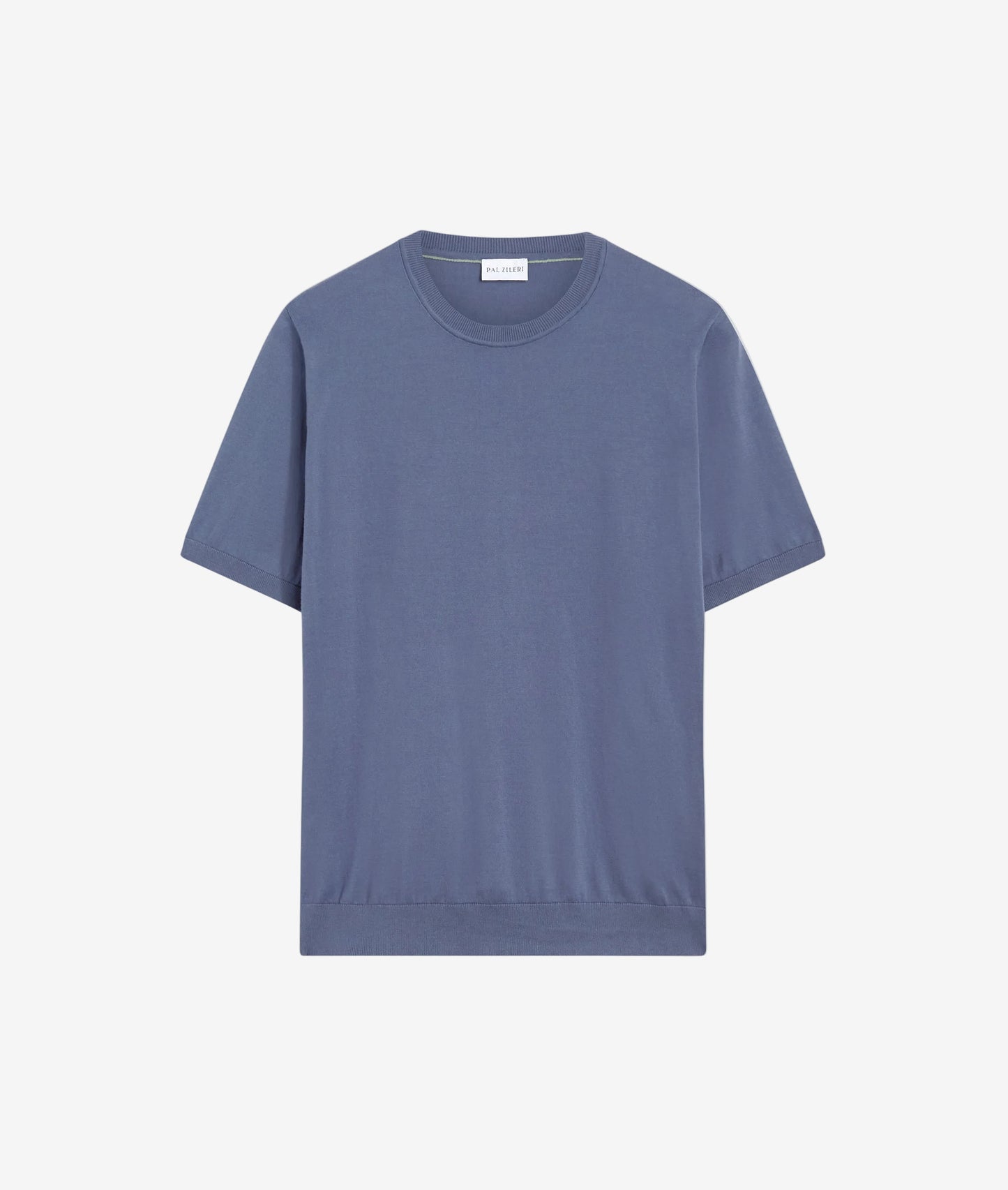 Blue t-shirt on a light gray background