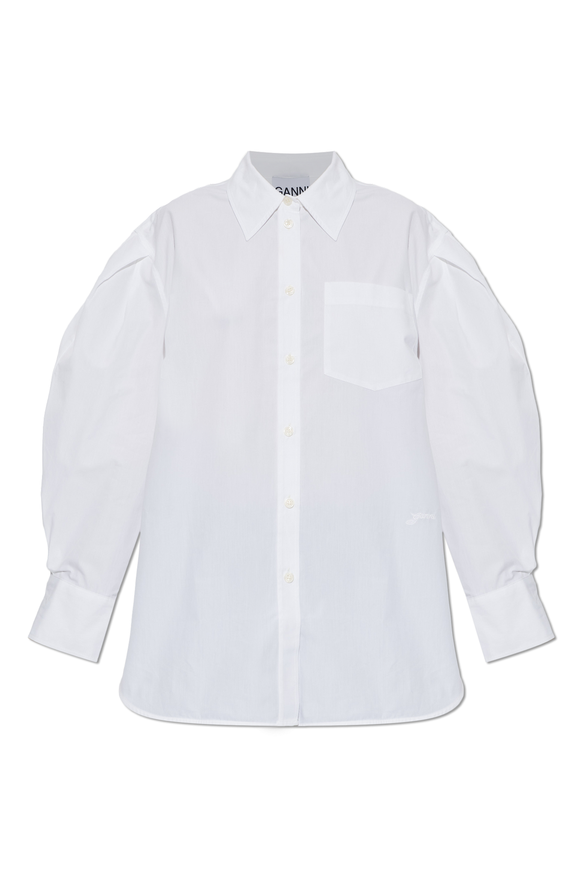 Compact Poplin Pleated Sleeve Shirt