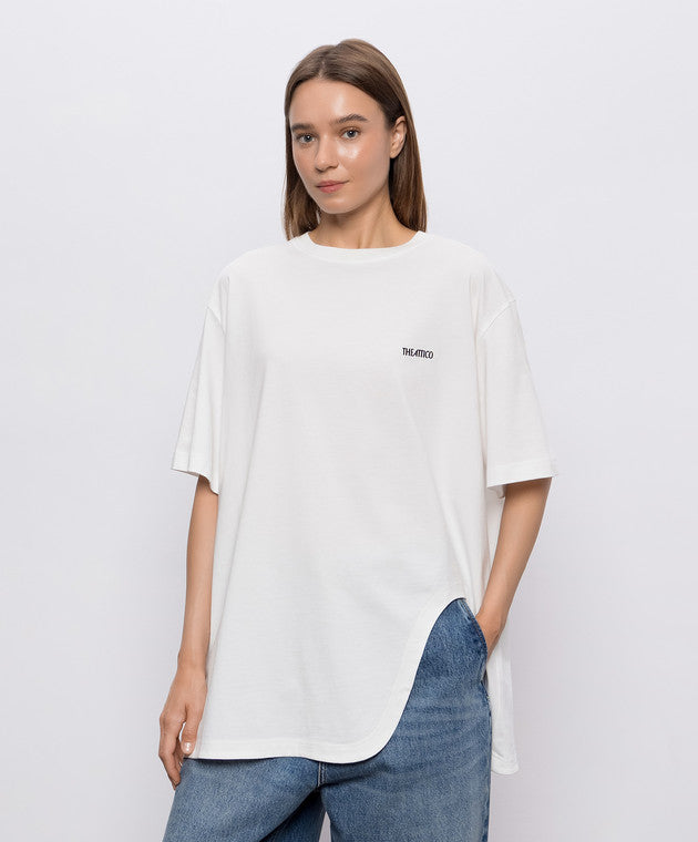 Oversized cotton jersey T-shirt with cutout hem