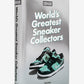 Book titled 'World's Greatest Sneaker Collectors' by Taucher on a teal and gray background