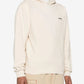 Beige hoodie with a brand logo on a white background