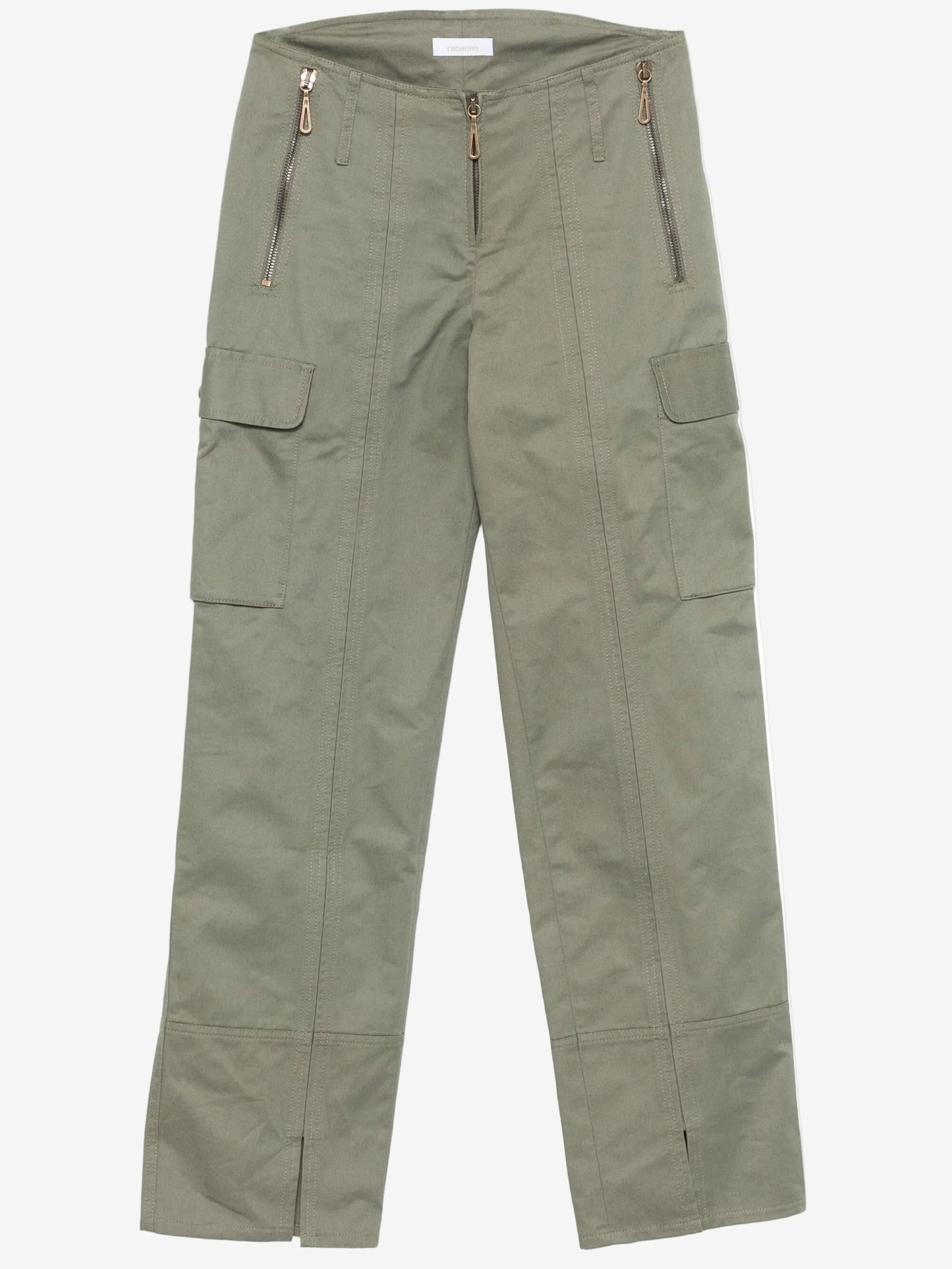 Green cargo pants on a white background