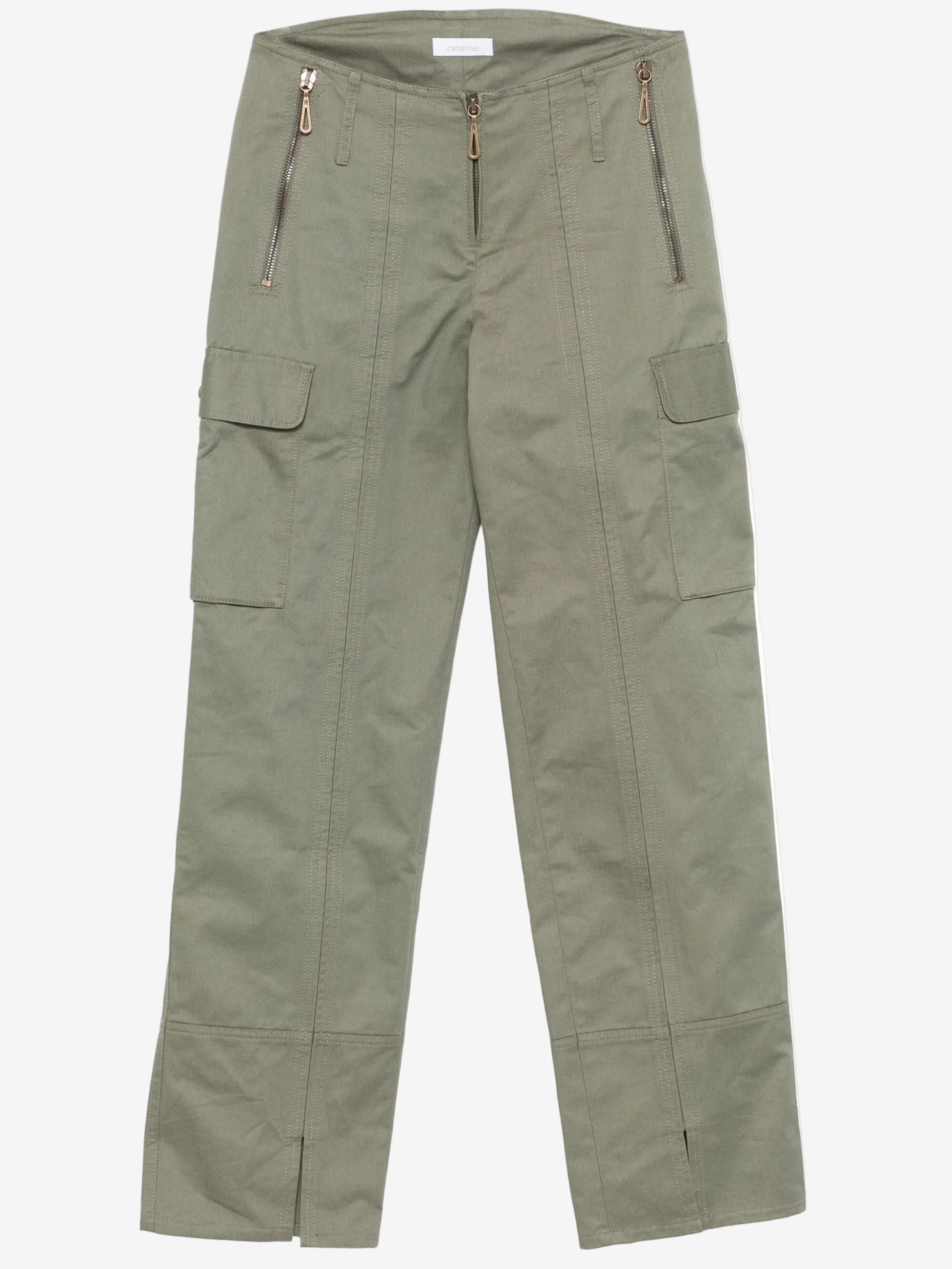Green cargo pants on a white background