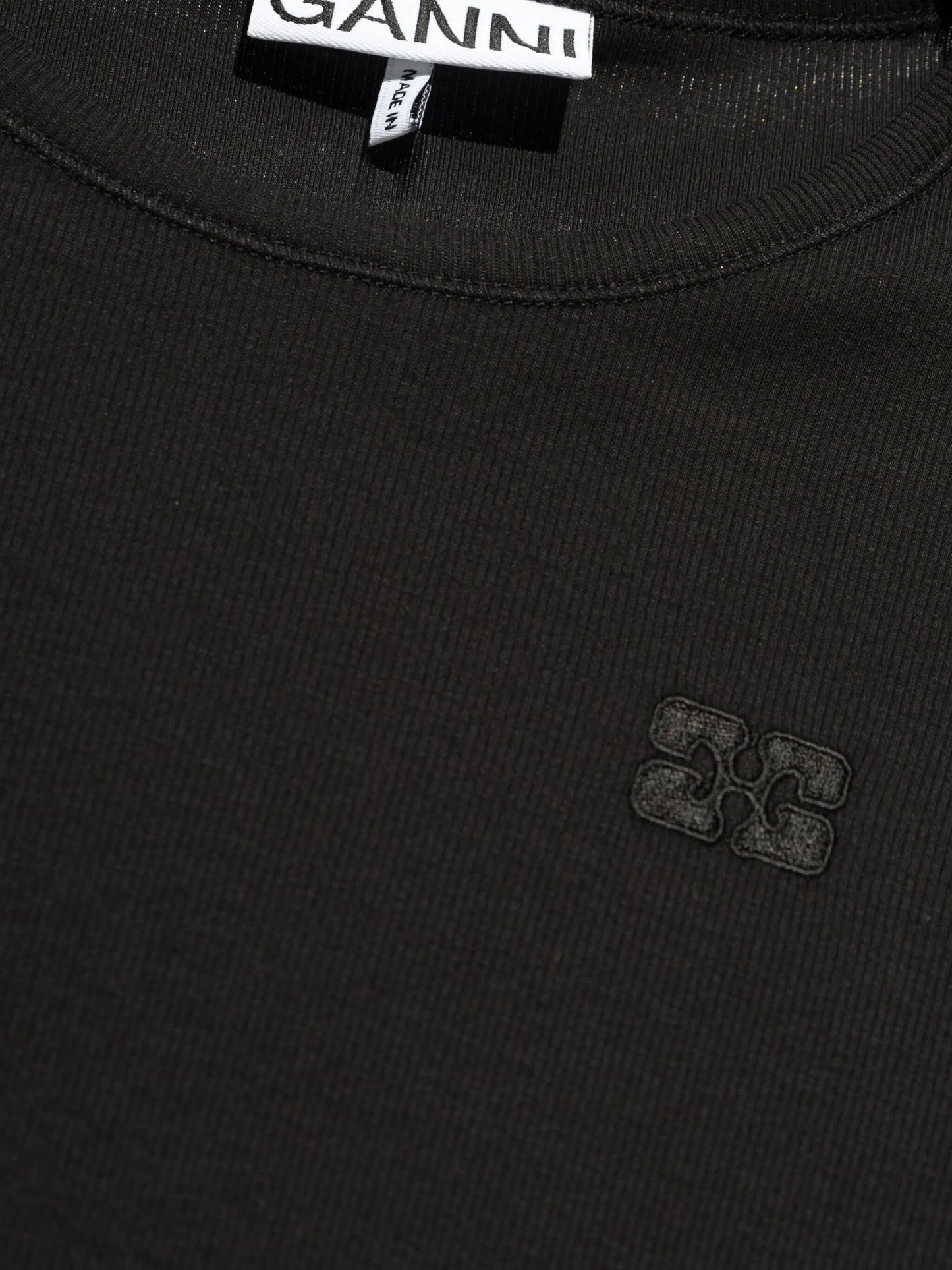 Black Soft Cotton Rib Short Sleeve T-Shirt