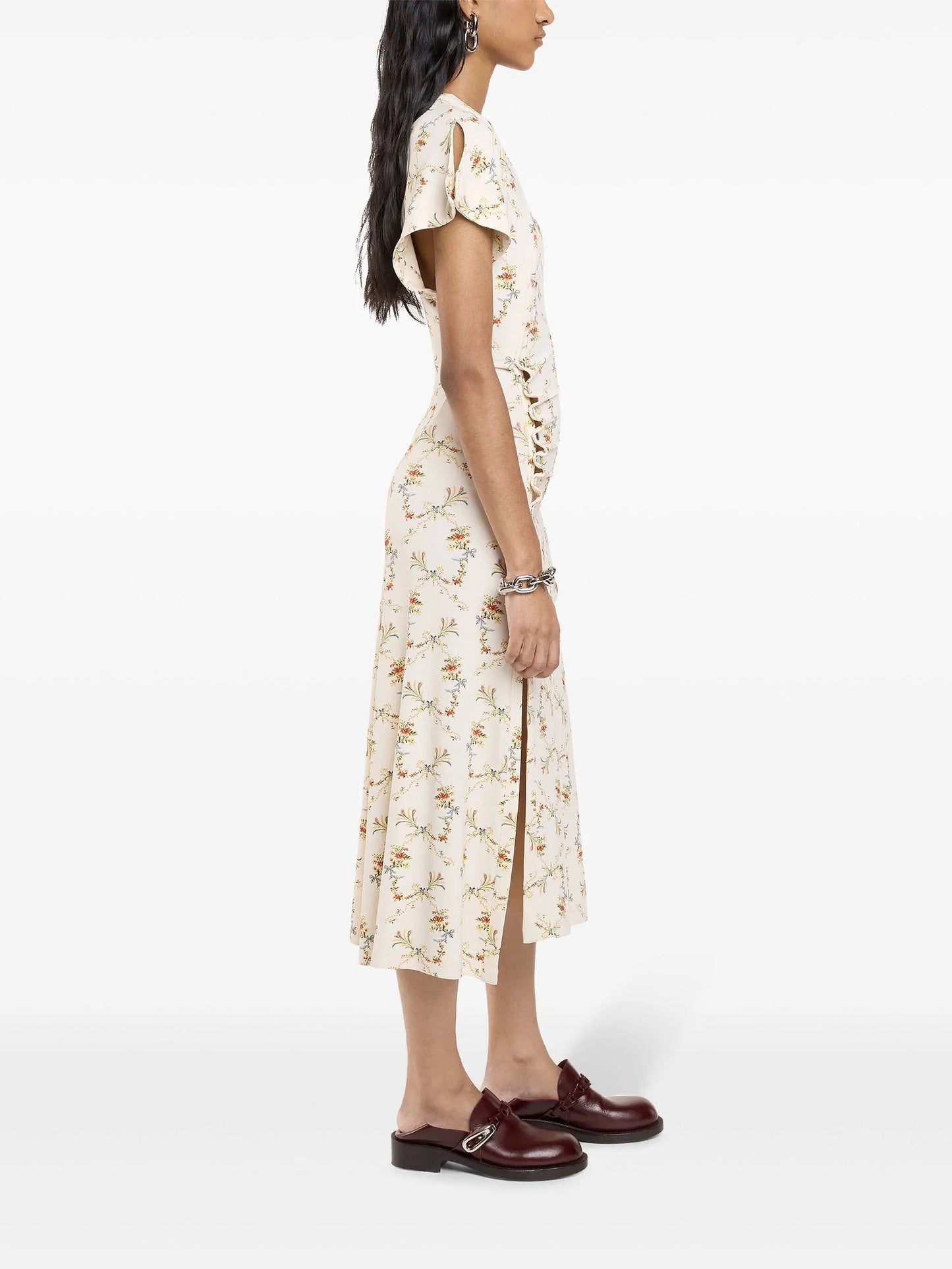 Rabanne Floral-print ruched midi dress