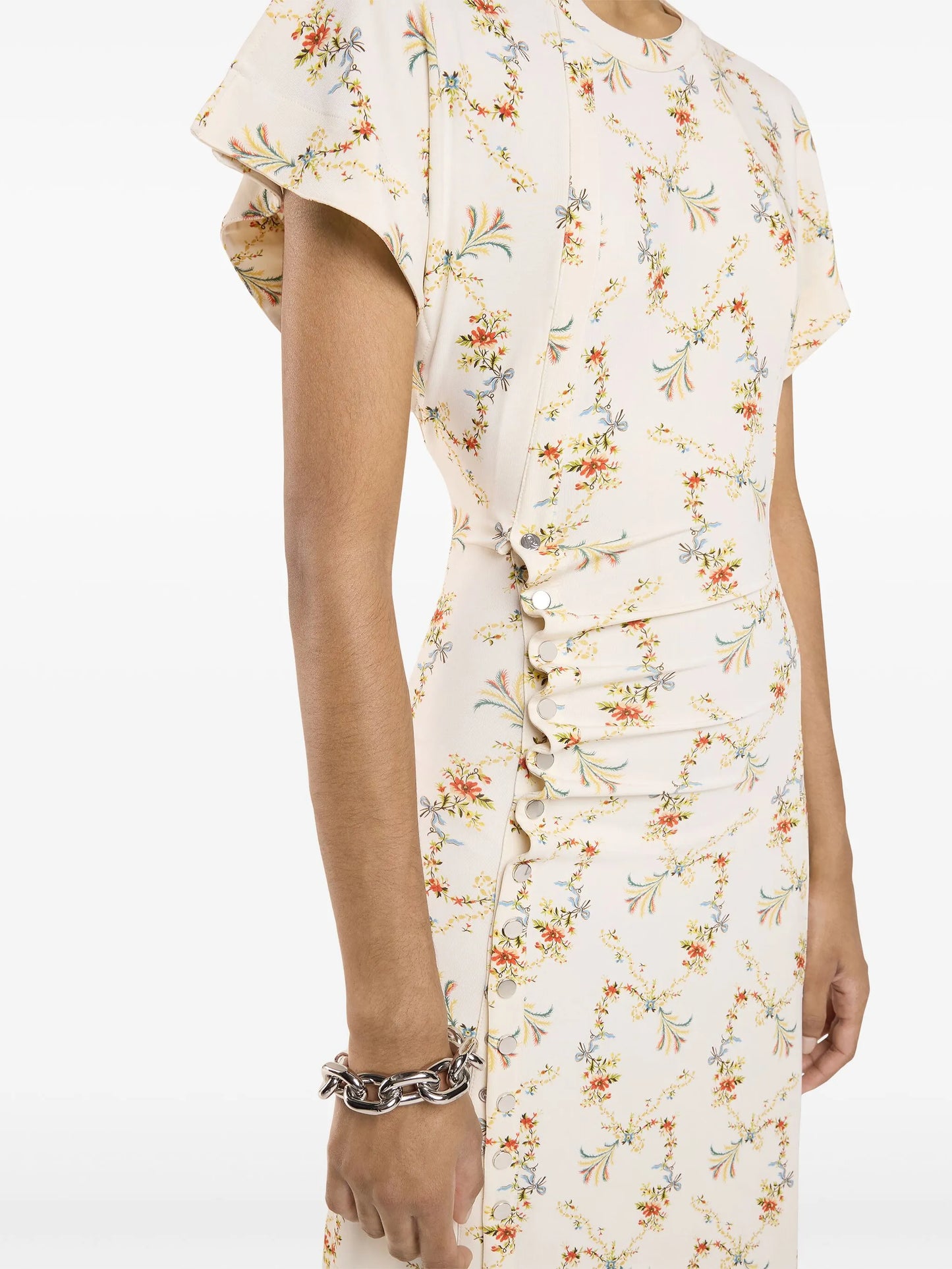 Rabanne Floral-print ruched midi dress