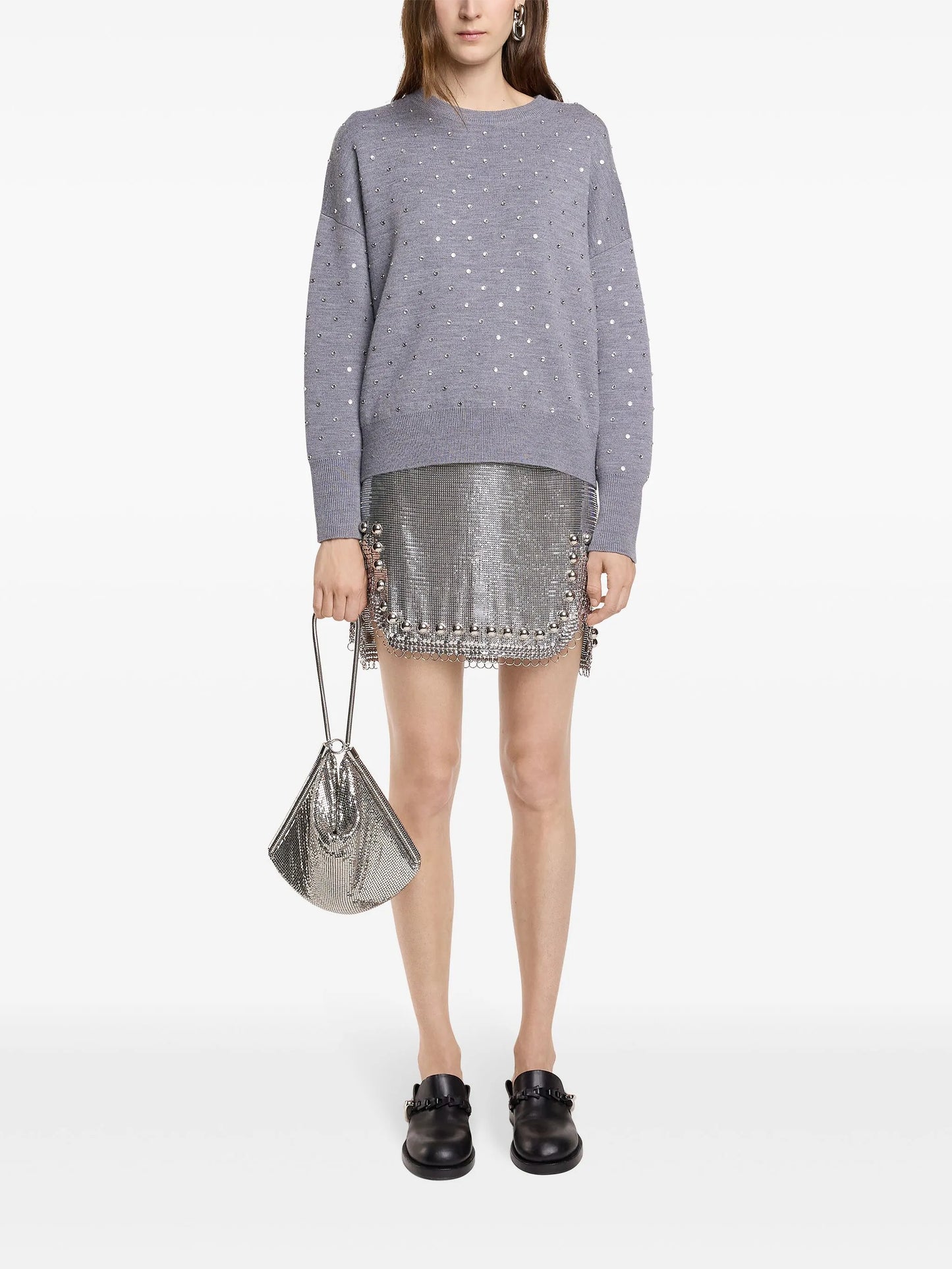 Stud-embellished mini skirt