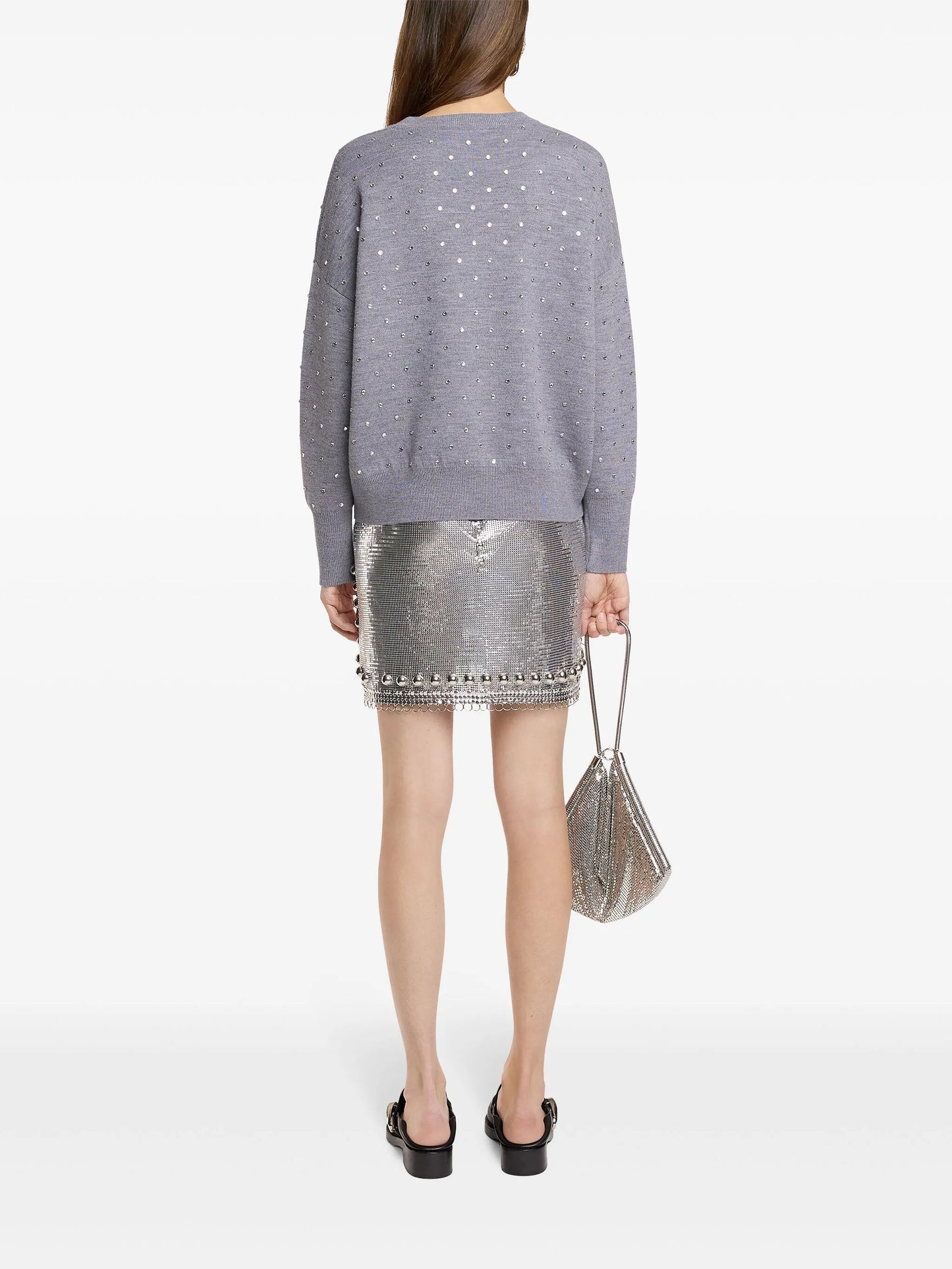Stud-embellished mini skirt