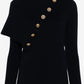 Black sweater with gold buttons on a white background
