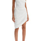 White ruched dress on a white background