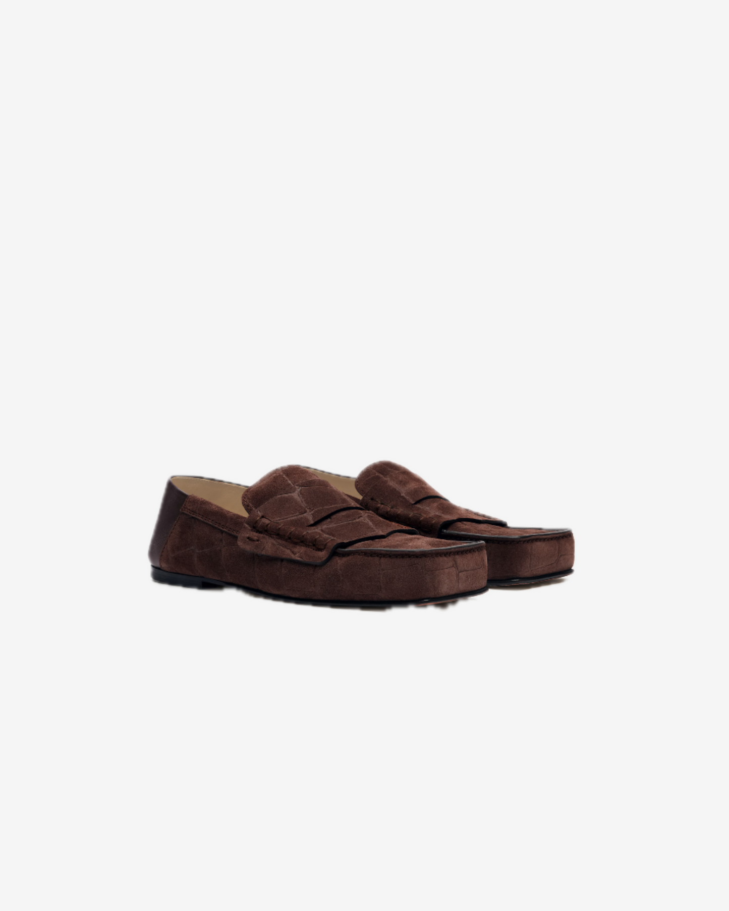 Pair of brown loafers on a white background
