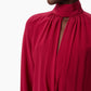 High-neck silk midi dress