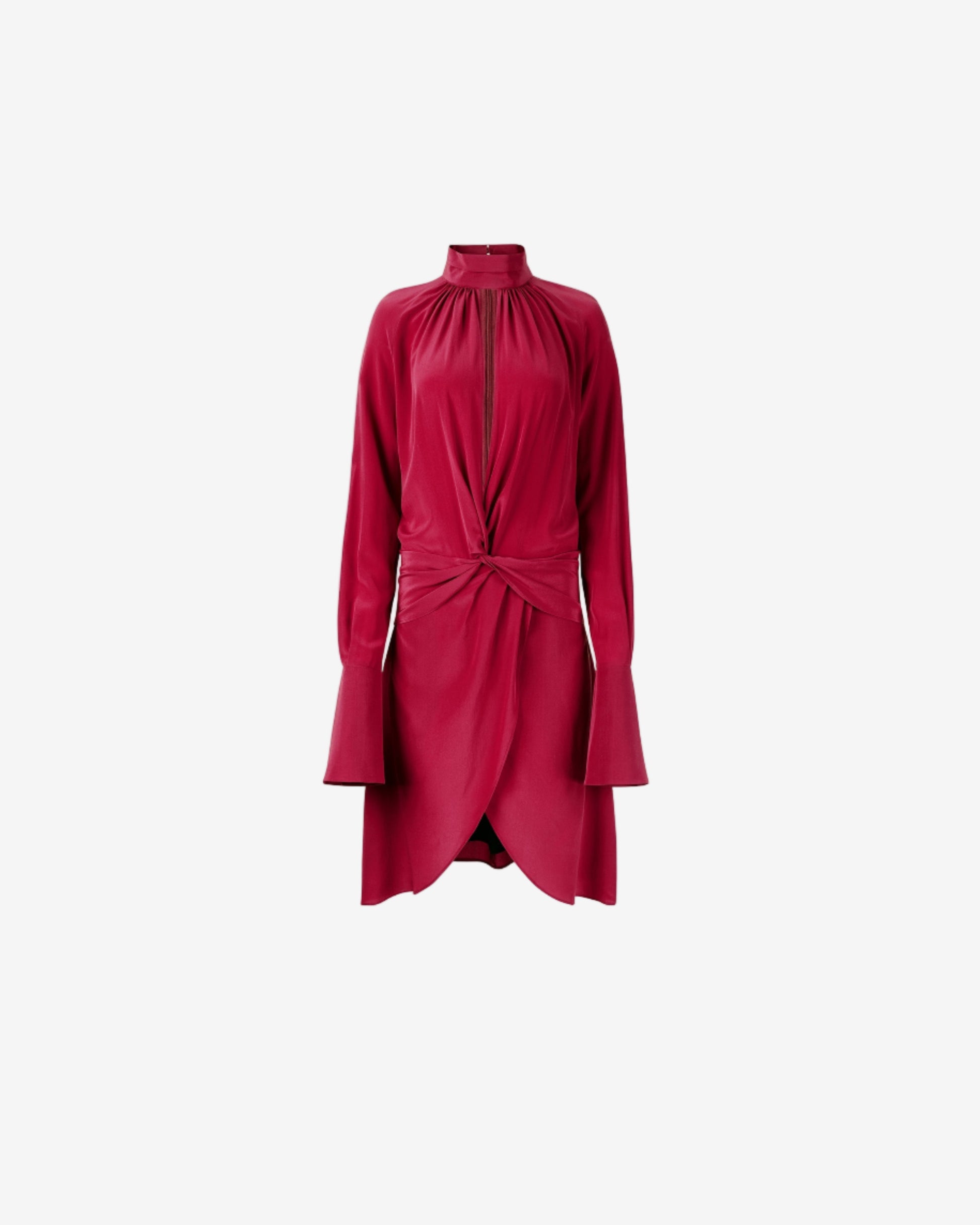 Red dress with a knot detail on a white background