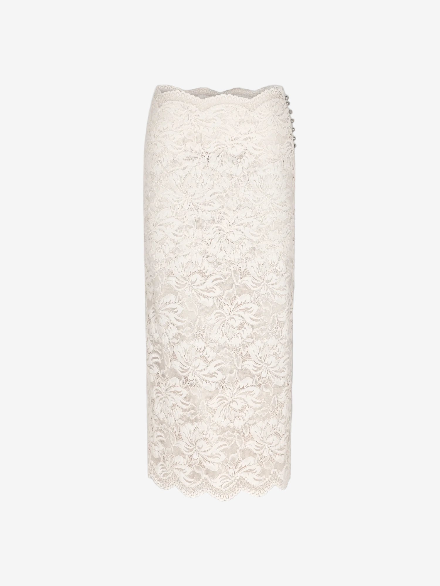 White lace skirt on a light gray background