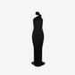 Black evening gown on a white background