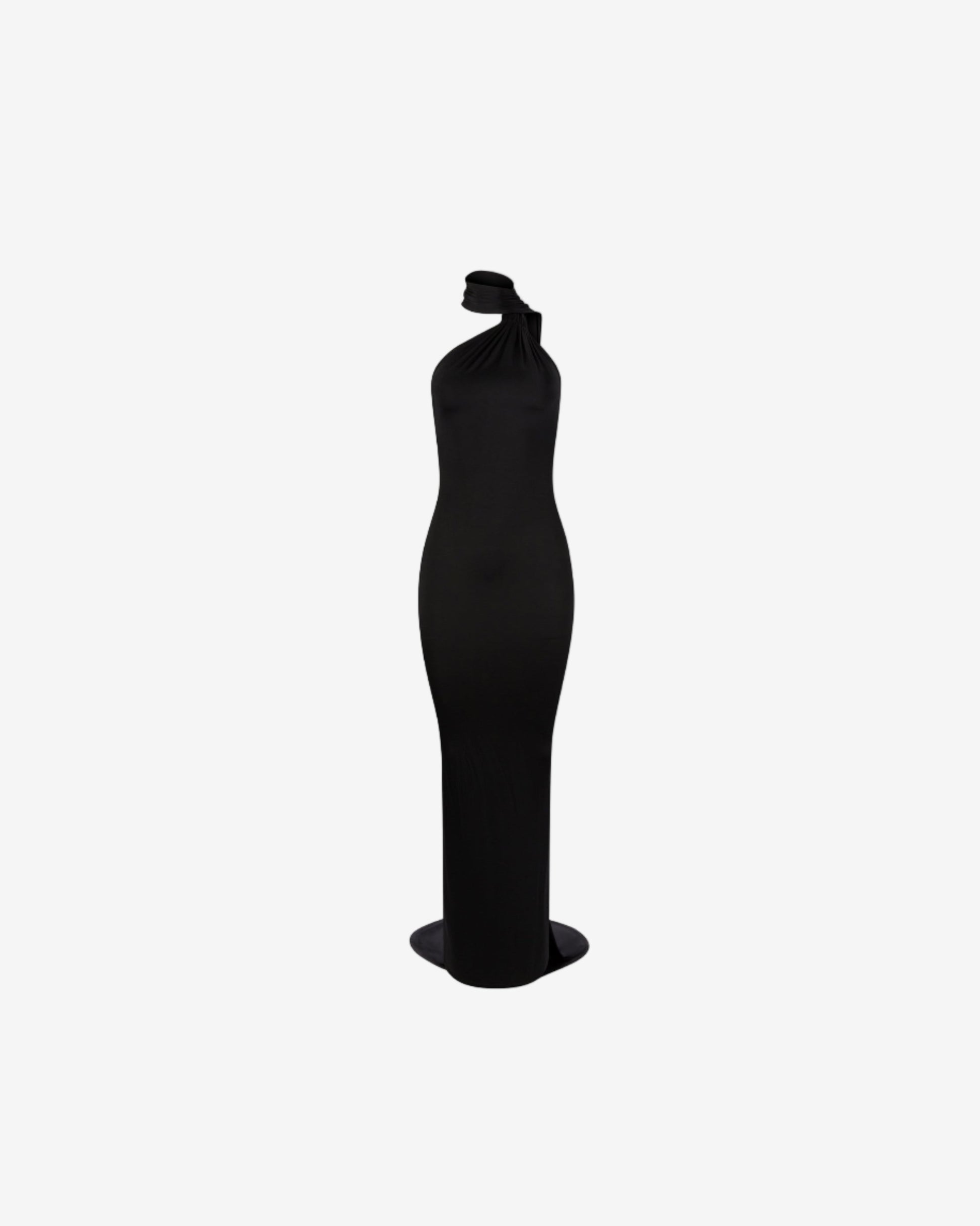 Black evening gown on a white background