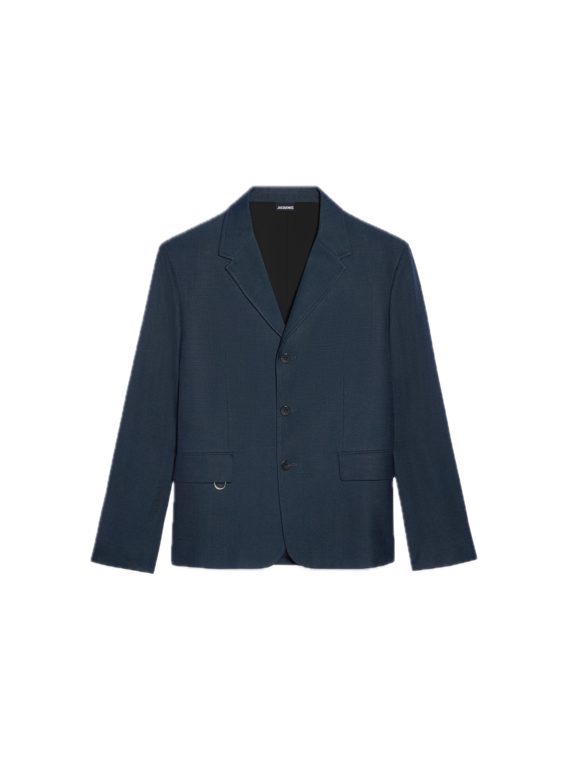 Navy blue blazer on a white background
