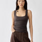 brown Crafted from soft ribbed cotton jersey, this fitted tank top is defined by a second skin silhouette and a minimalist design, finished with the signature grosgrain logo detail at the back.

100% ribbed cotton jersey construction

Fitted, second skin silhouette

Square neckline

Ribbed neckline and armholes

Embroidered grosgrain logo at the back
