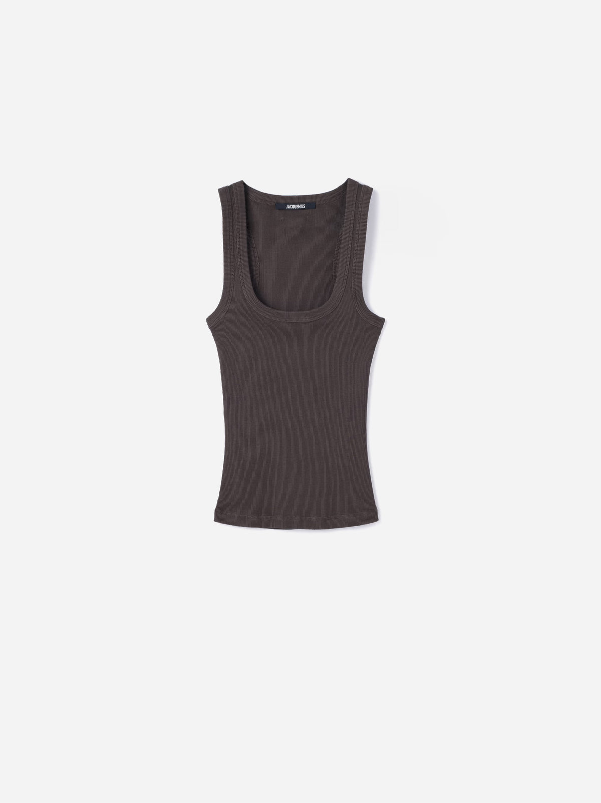brown Crafted from soft ribbed cotton jersey, this fitted tank top is defined by a second skin silhouette and a minimalist design, finished with the signature grosgrain logo detail at the back.

100% ribbed cotton jersey construction

Fitted, second skin silhouette

Square neckline

Ribbed neckline and armholes

Embroidered grosgrain logo at the back