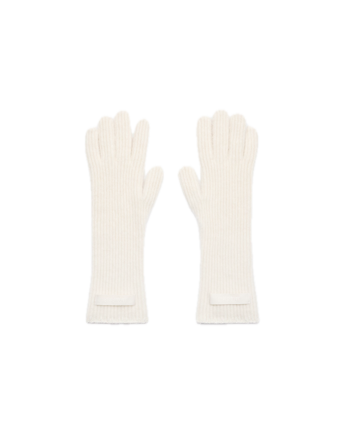 Pair of white gloves on a white background