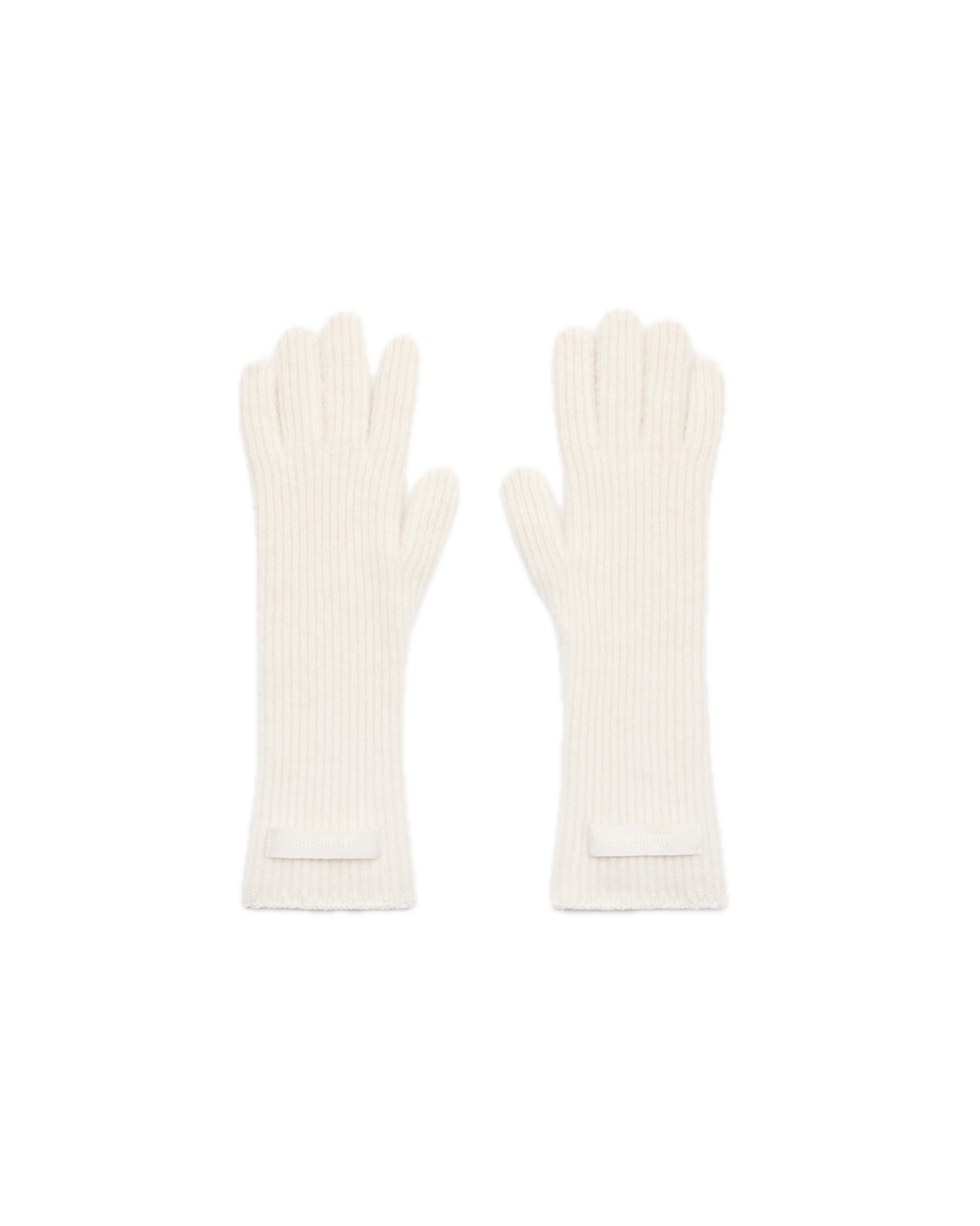Pair of white gloves on a white background