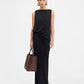 Black strapless gown on a white background