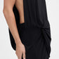 Black strapless gown on a white background